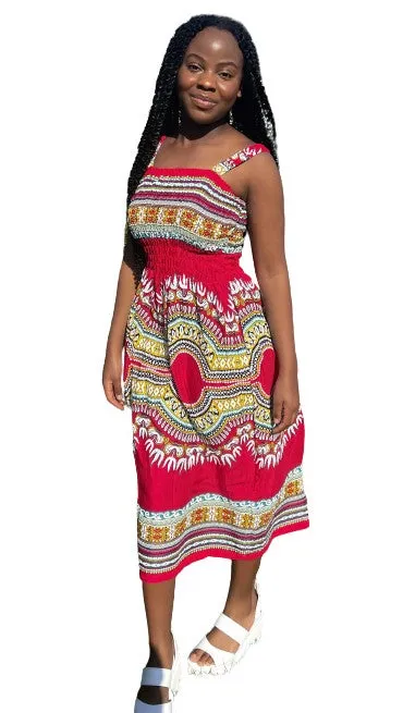 African Spaghetti Strap Maxi Dress