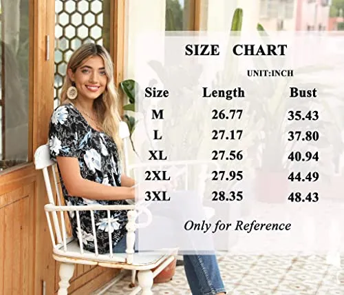 Anymeet Woman Summer Tunic Tops Casual Short Sleeve Pleated Shirt for Leggings Beach Blouse Flowy Hide Belly Purple Red Medium