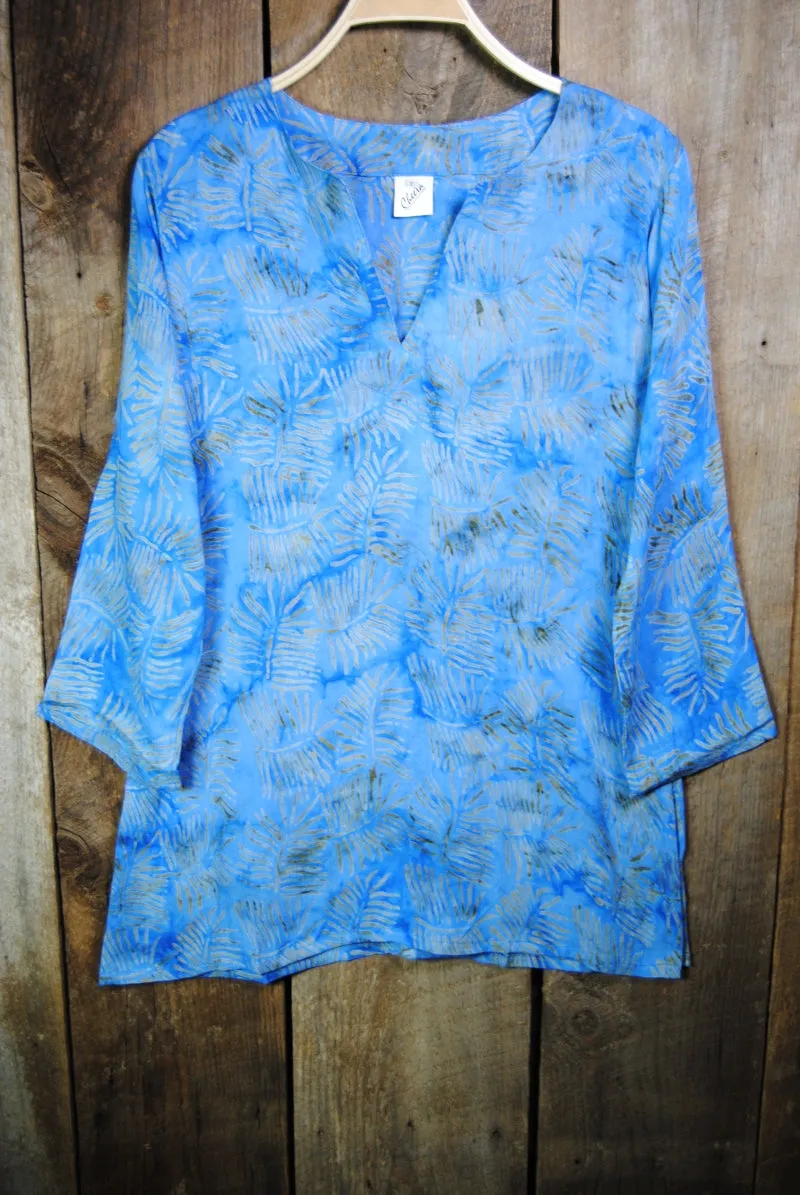 Batik Tunic in Blue Palms