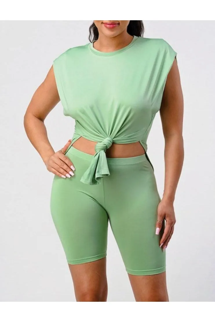 Biker Short Set With Side Slits Tank