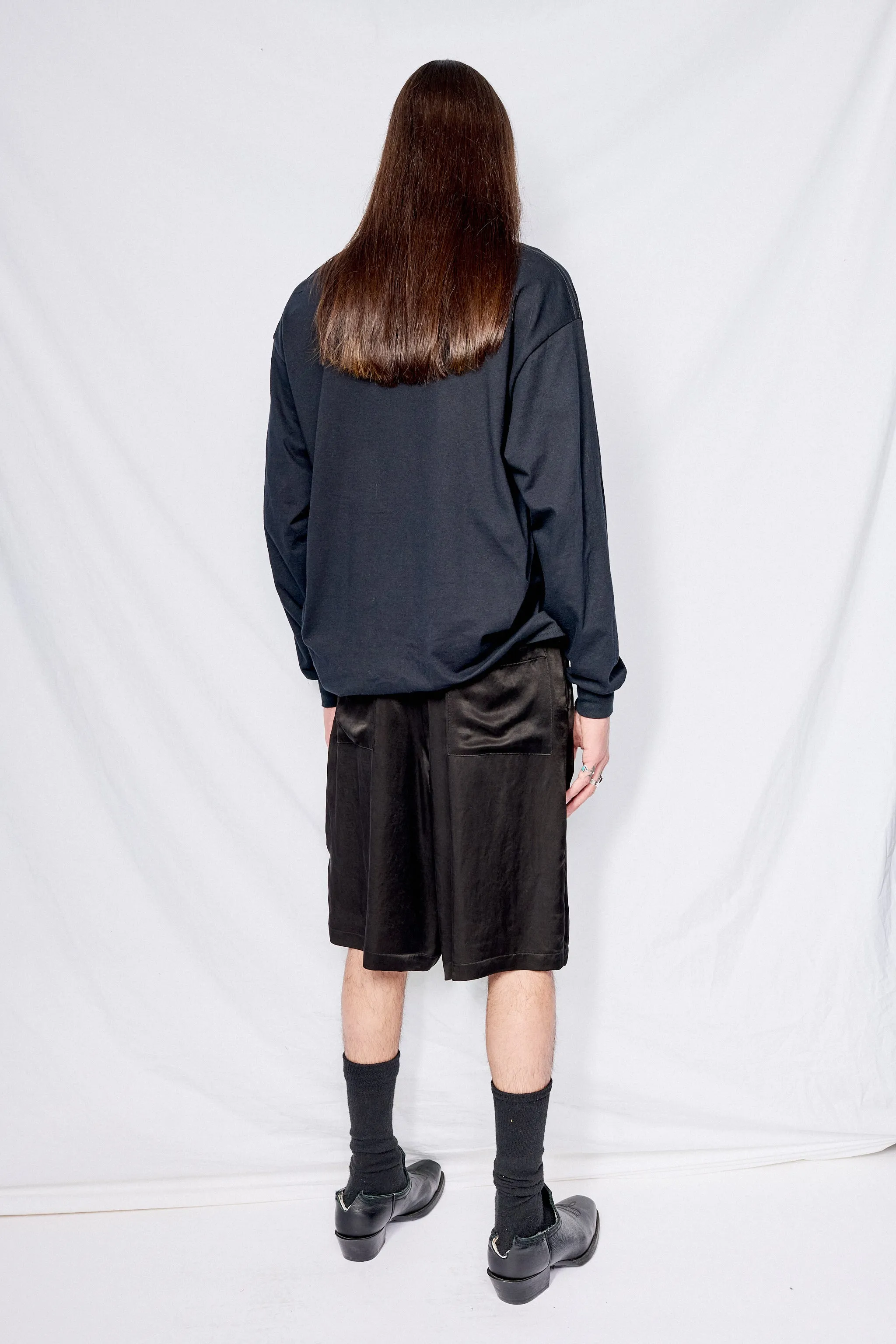 Black Cupro Long Short