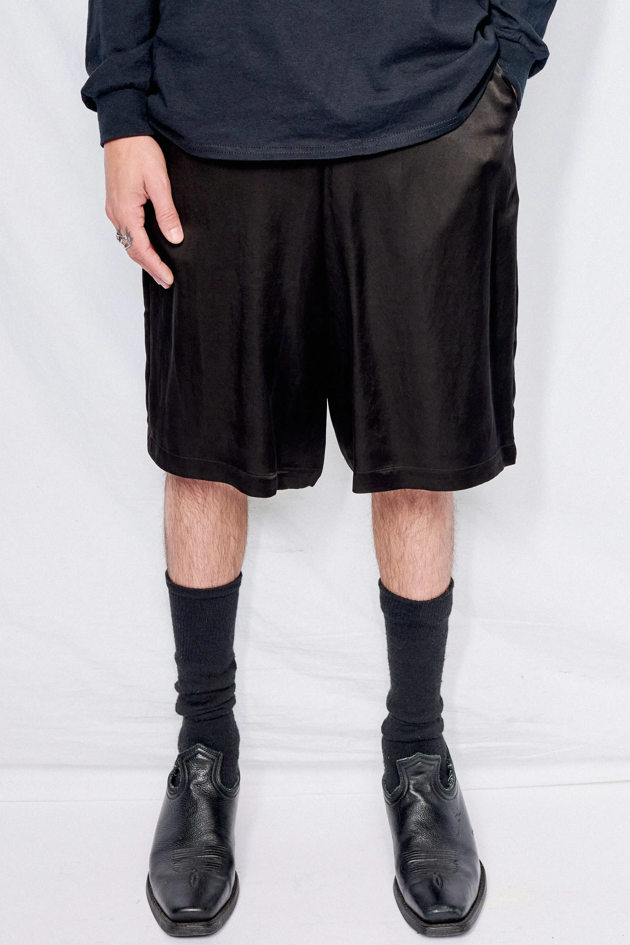 Black Cupro Long Short