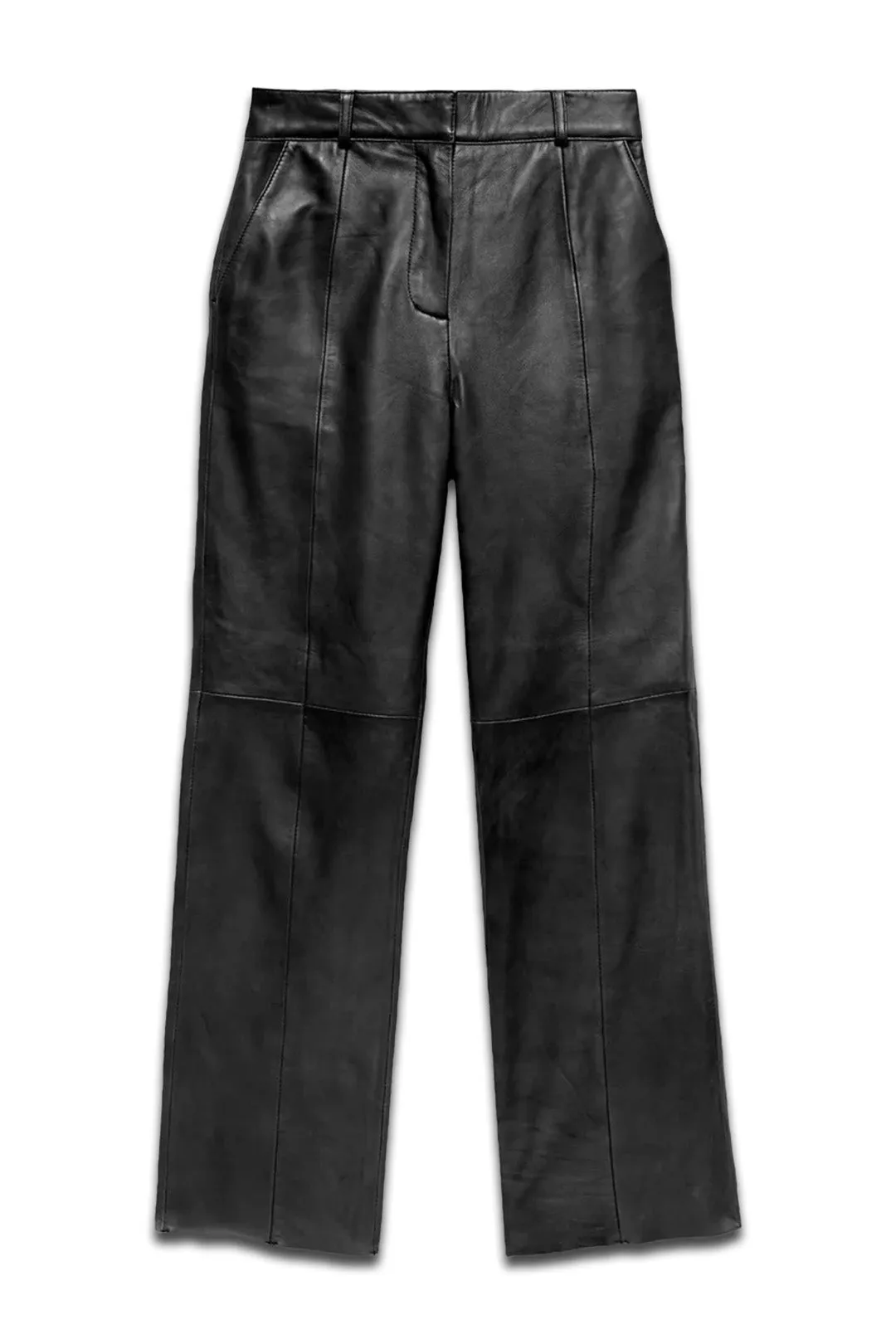 Black Leather Tapered Trousers