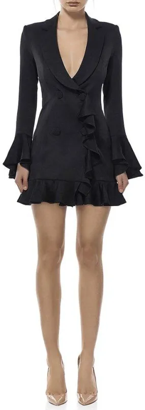 Black Ruffle Blazer-Dress