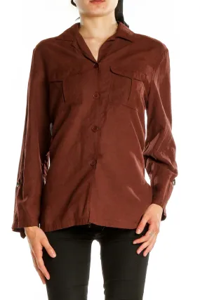 Brown Button-Up Long Sleeve Shirt