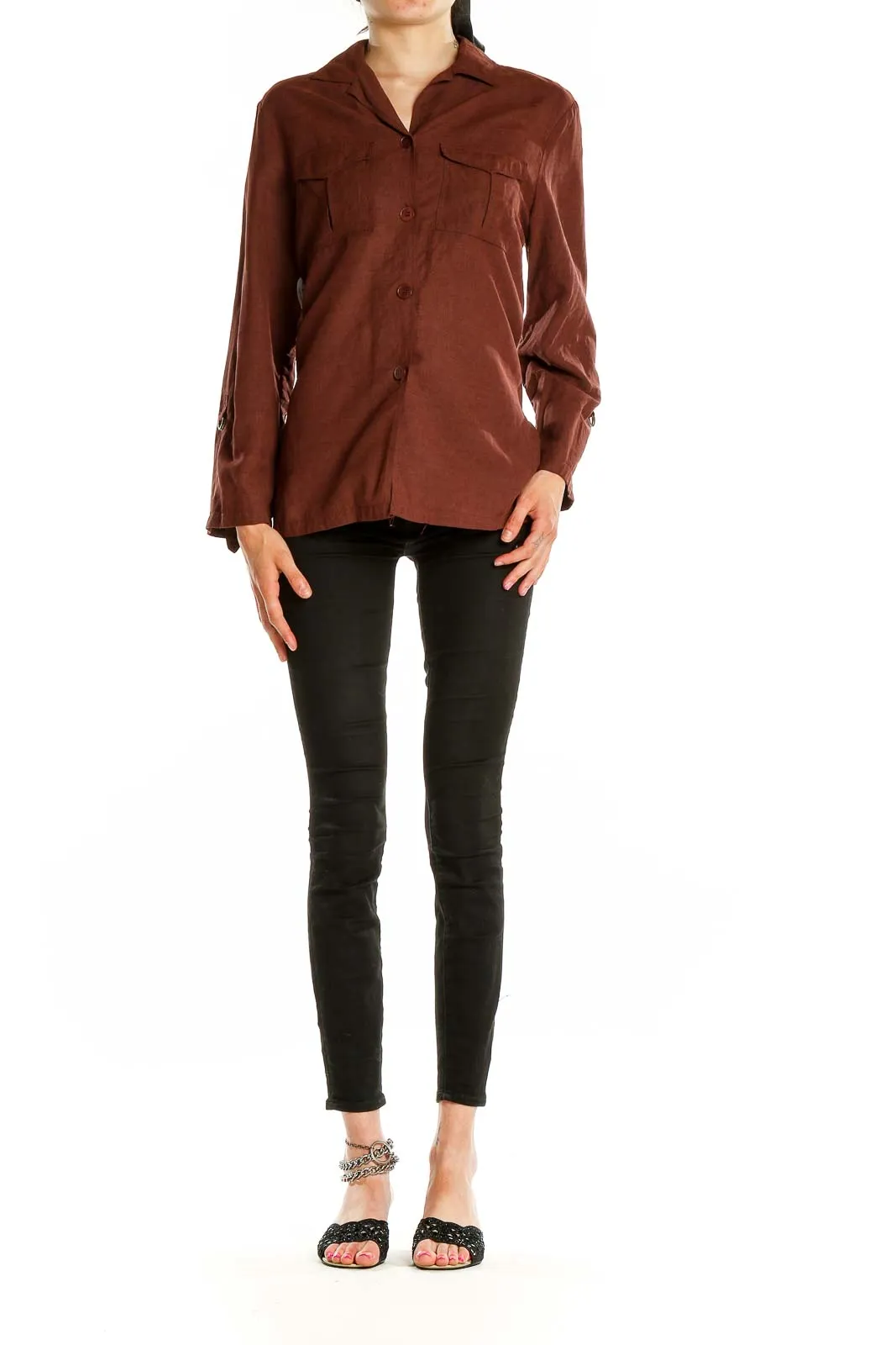 Brown Button-Up Long Sleeve Shirt