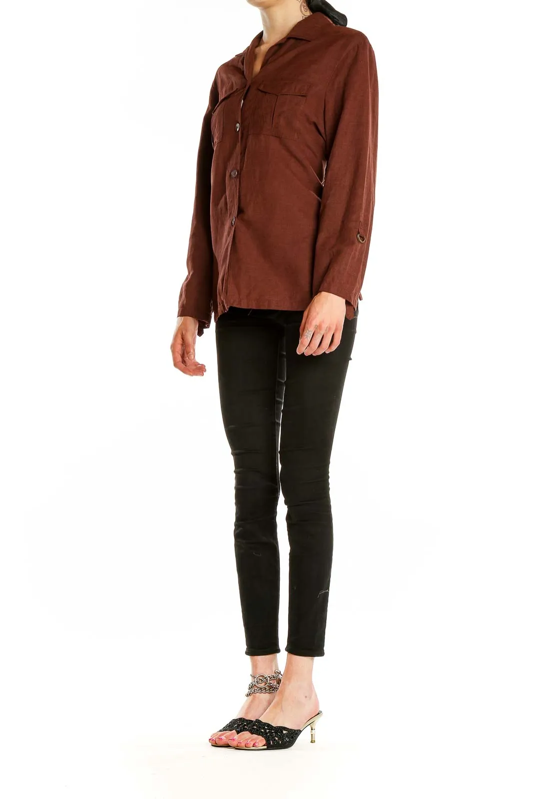 Brown Button-Up Long Sleeve Shirt