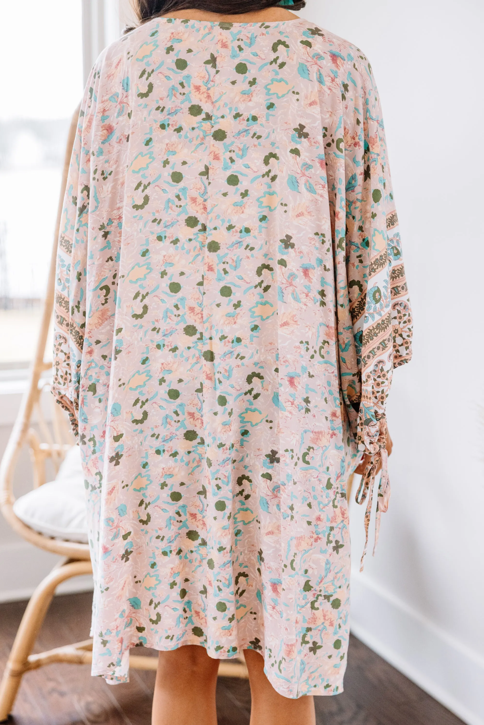 Call On You Blush Pink Floral Kimono