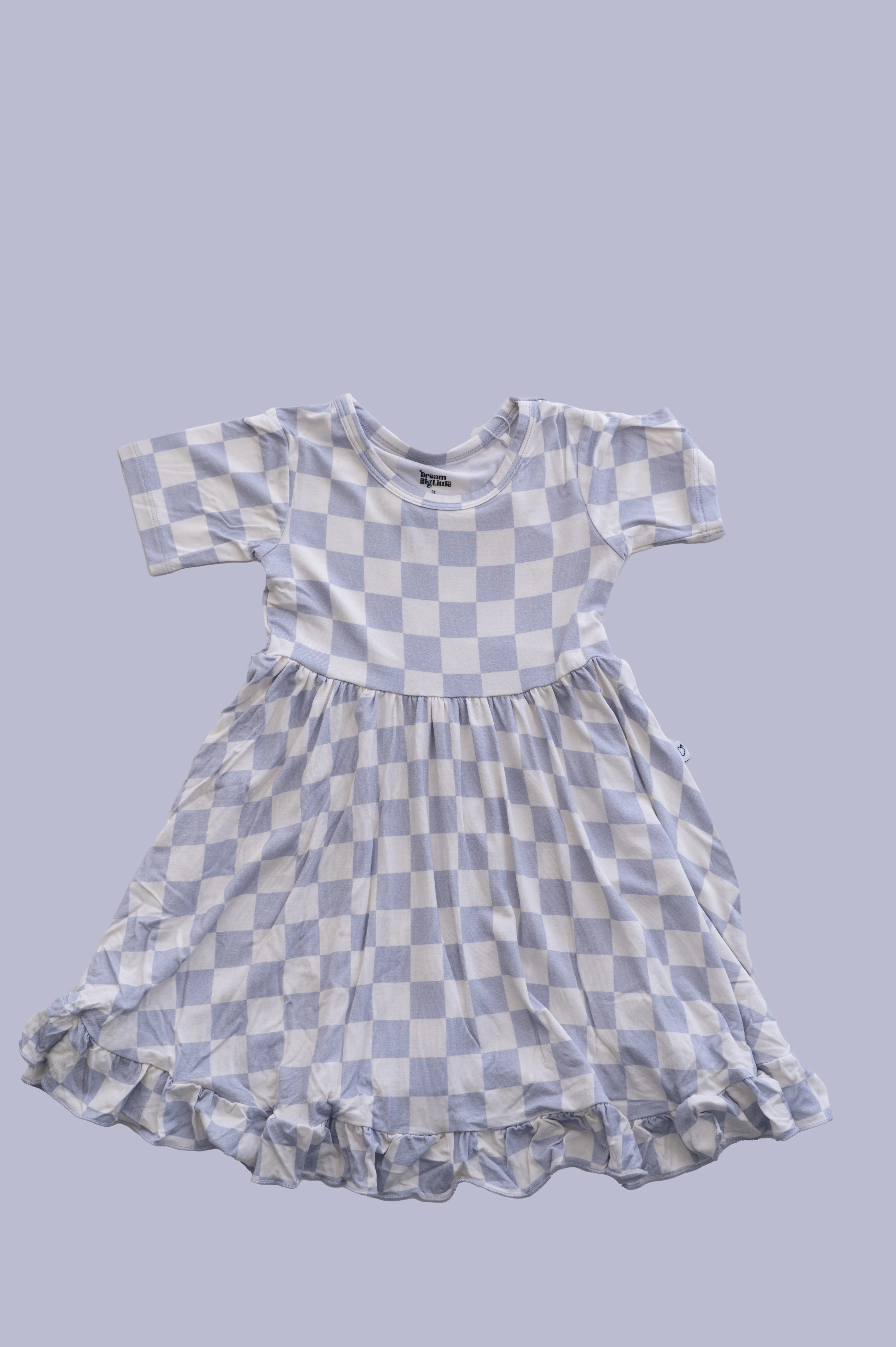 CLOUDY CHECKERS DREAM RUFFLE DRESS