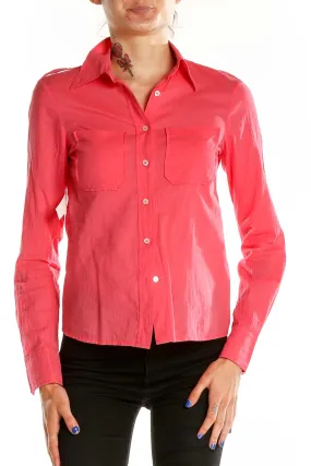 Coral Button-Up Long Sleeve Shirt