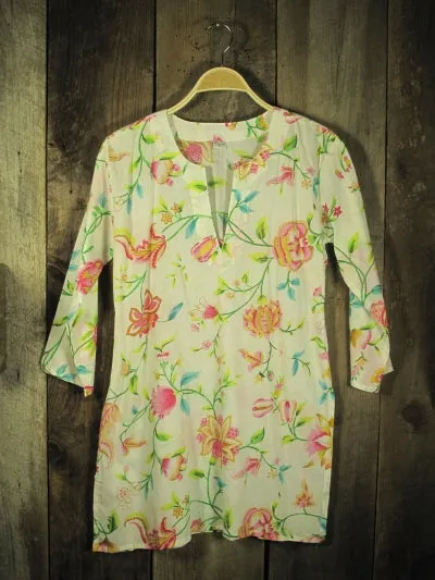 Cotton Tunic Delicate Bright Floral