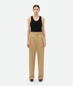 Cotton Twill Tapered Trousers