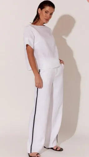 DELANEY White GROSGRAIN STRIPE PANT