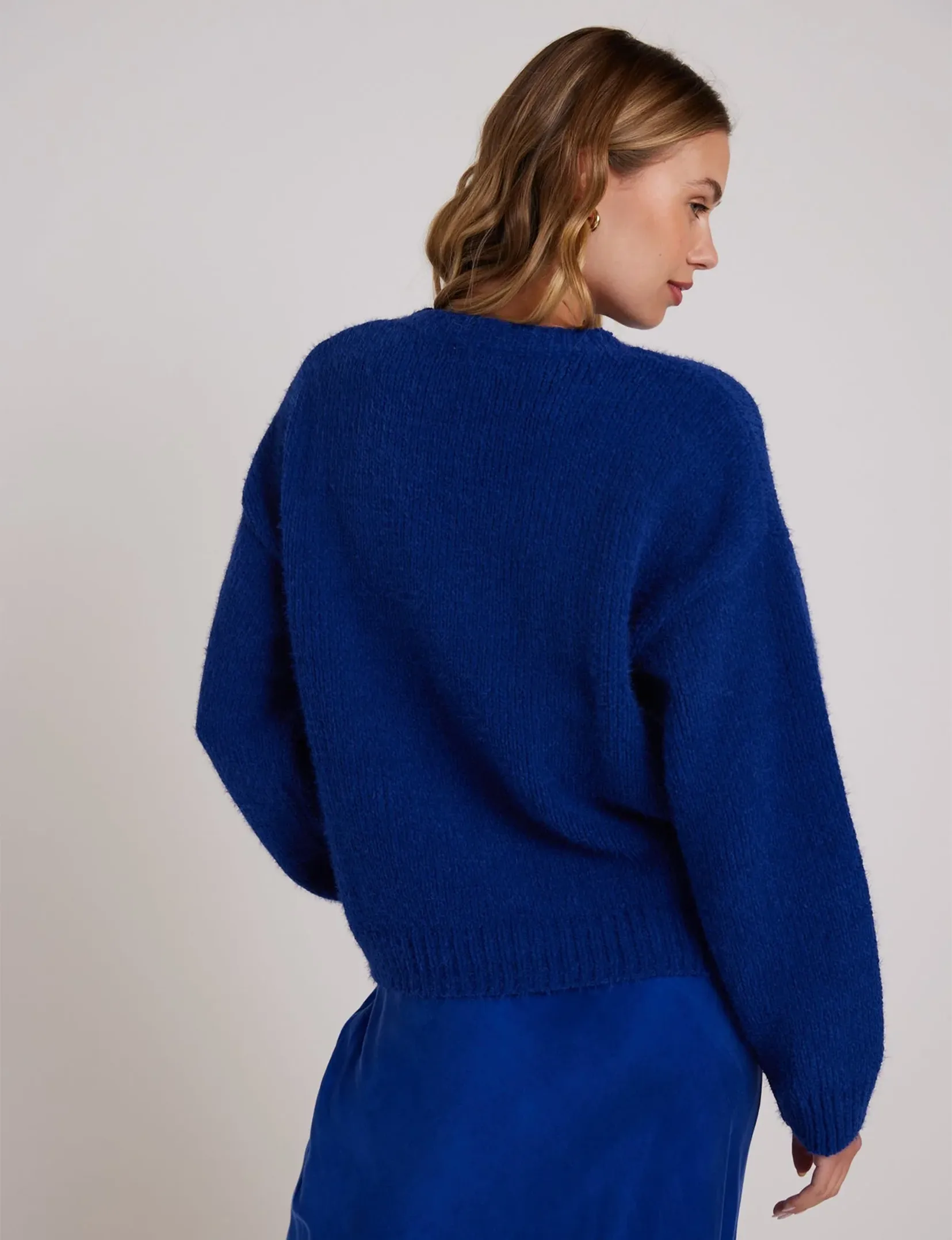 Drop Shoulder Sweater, Rich Cobalt