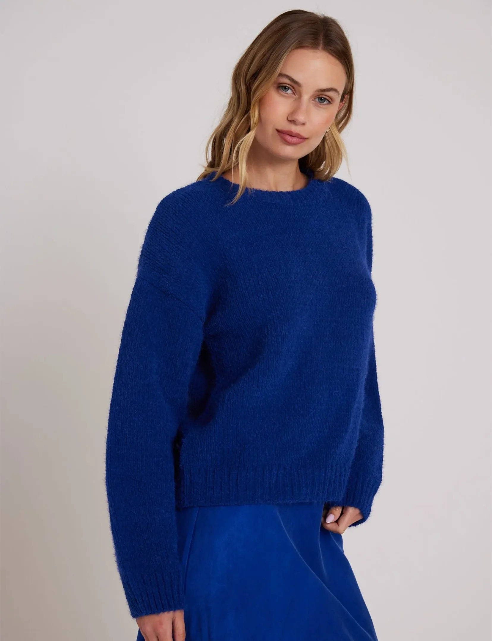 Drop Shoulder Sweater, Rich Cobalt