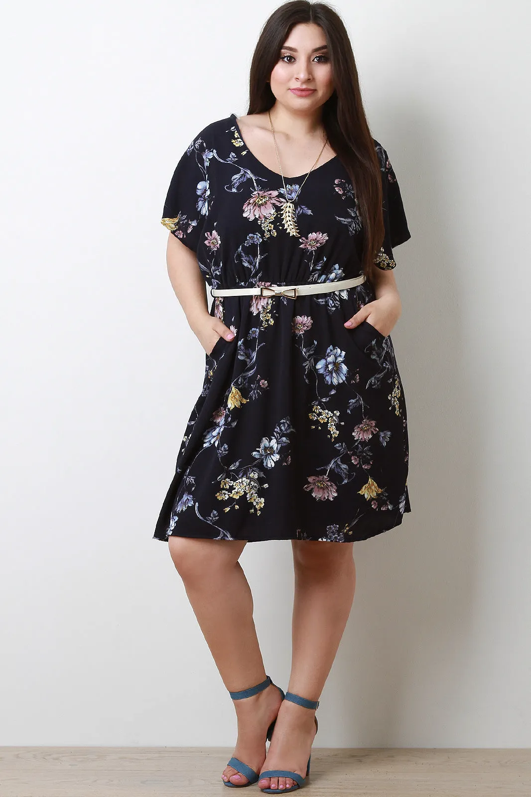 Floral Pocketed Flowy Midi Dress