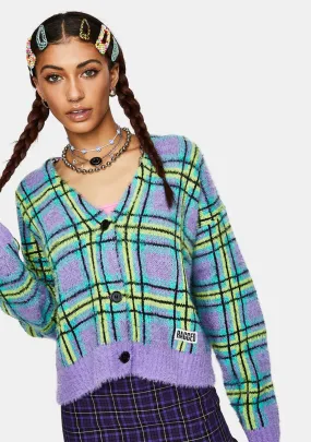 Goof Fuzzy Plaid Cardigan