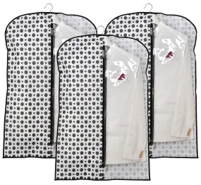 Heart Home Polka Dots Printed 3 Pieces Half Transparent Non Woven Men's Coat Blazer Cover (Black & White)- HEART3905