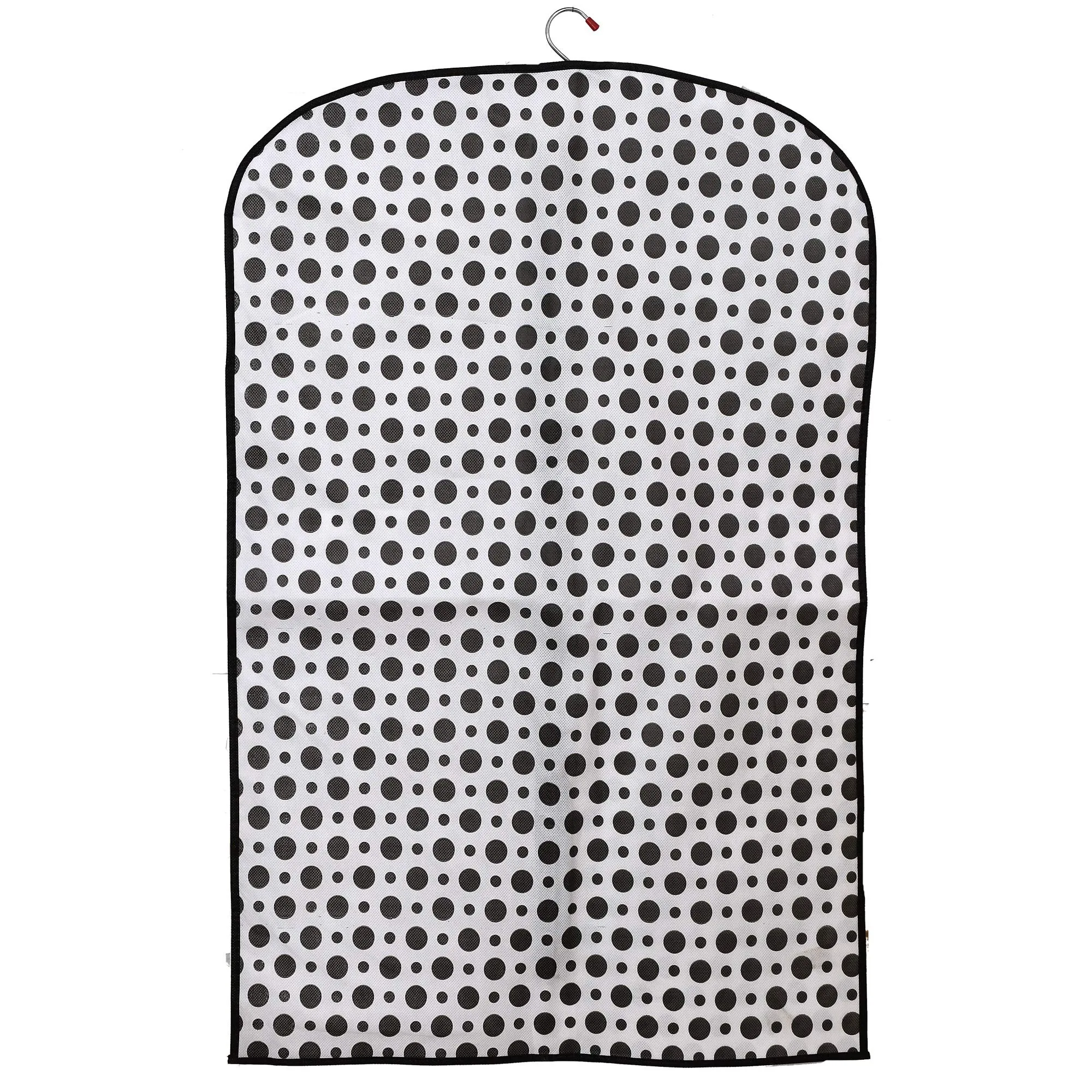 Heart Home Polka Dots Printed 3 Pieces Half Transparent Non Woven Men's Coat Blazer Cover (Black & White)- HEART3905