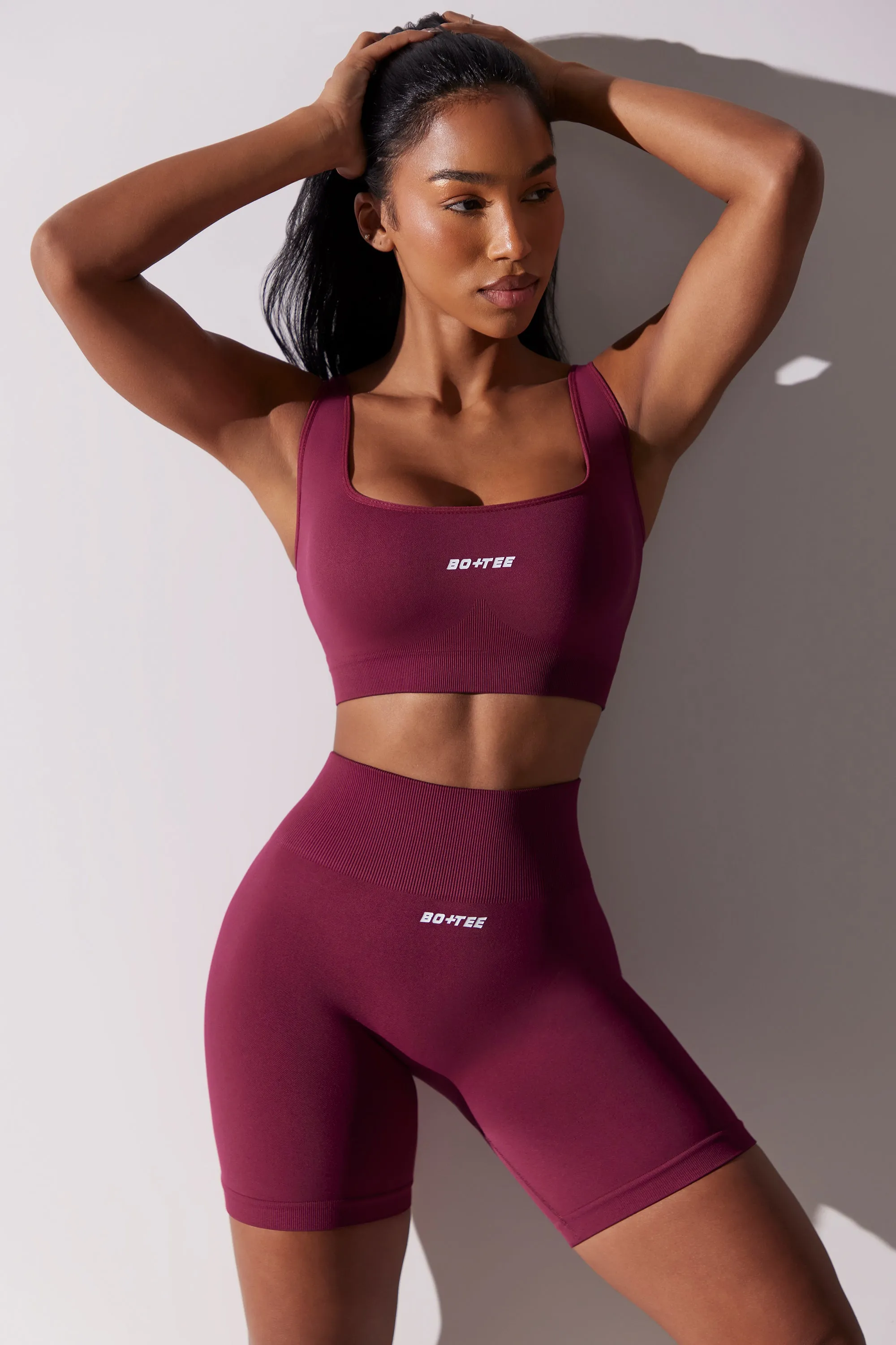 High Waist Super Sculpt Biker Shorts in Plum