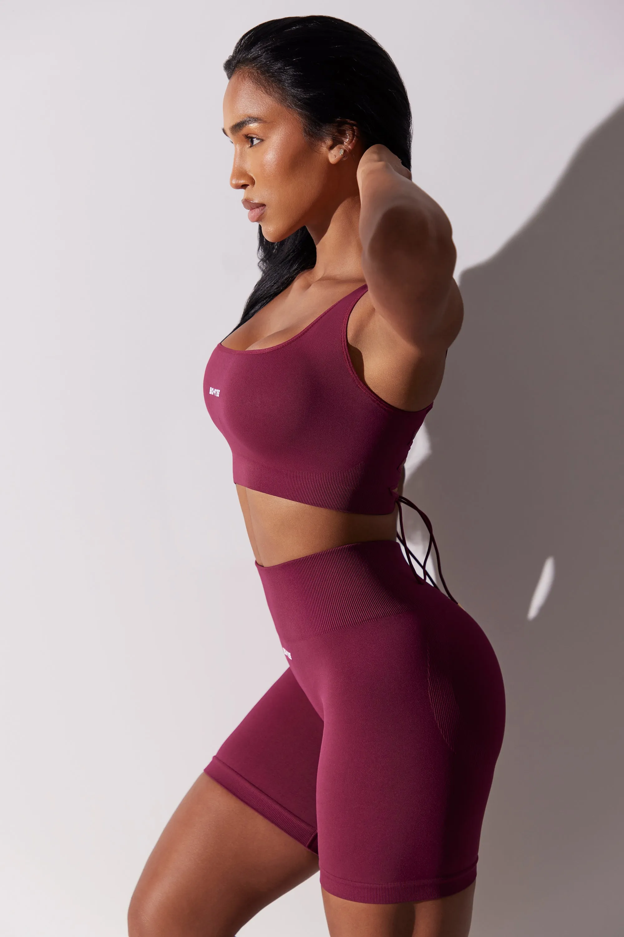 High Waist Super Sculpt Biker Shorts in Plum