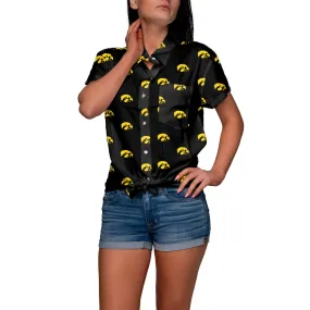 Iowa Hawkeyes NCAA Logo Blast Womens Button Up Shirt