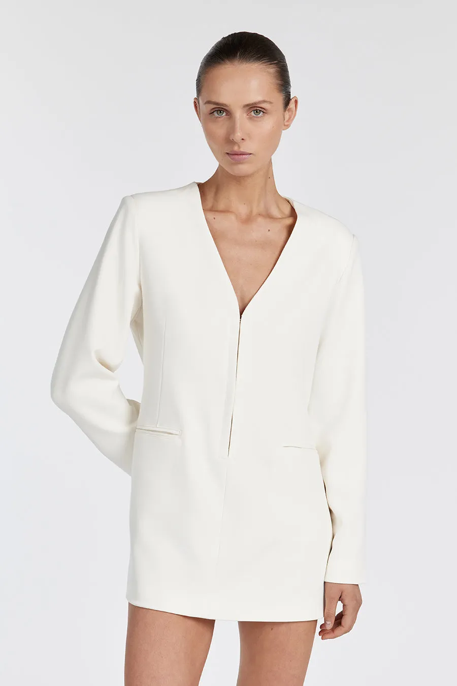 ISSEY OFF WHITE BLAZER MINI DRESS