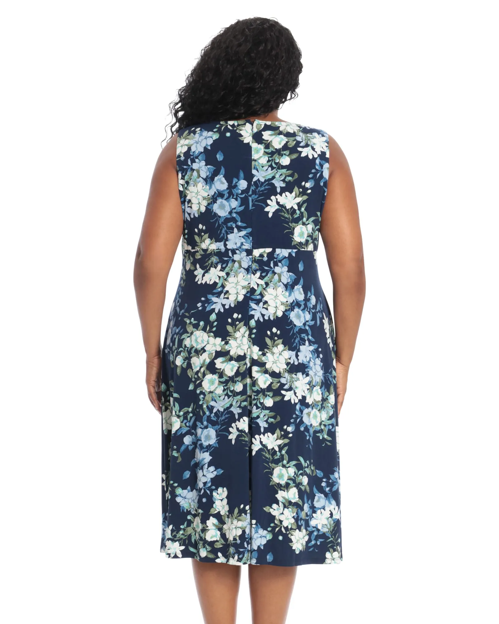 Jasmine Sleeveless Floral Midi Dress | Navy