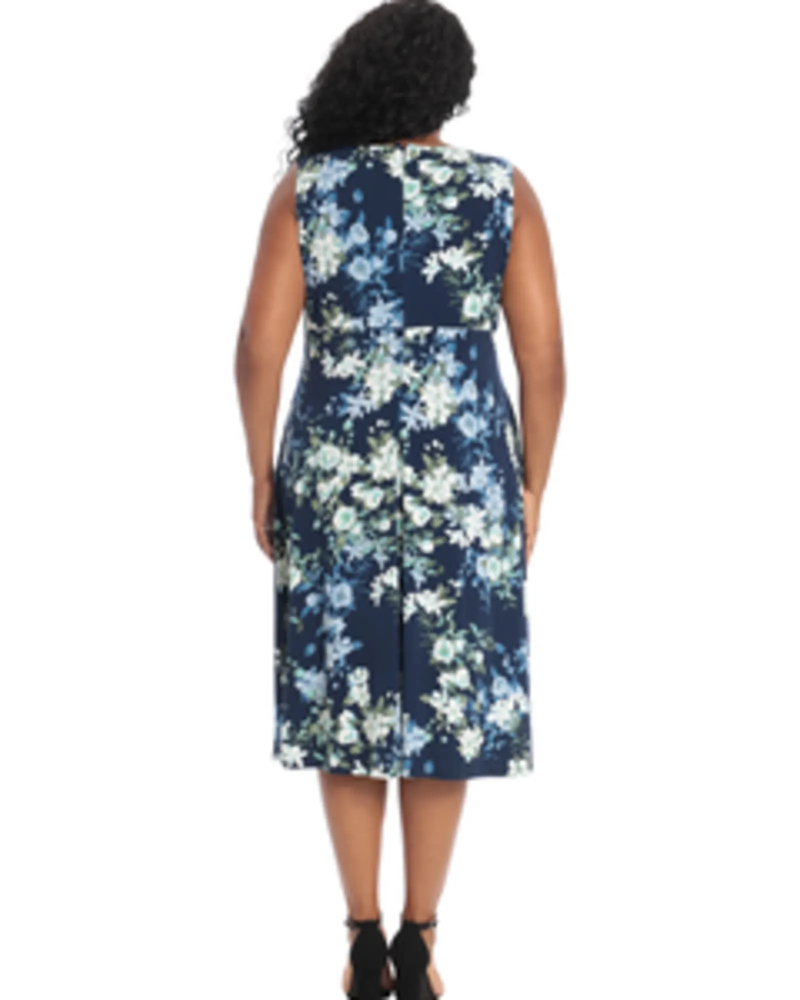 Jasmine Sleeveless Floral Midi Dress | Navy