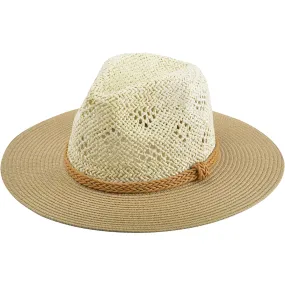 Jen & Co. Blanche Two-Tone Straw Hat Beige/Natural Synthetic