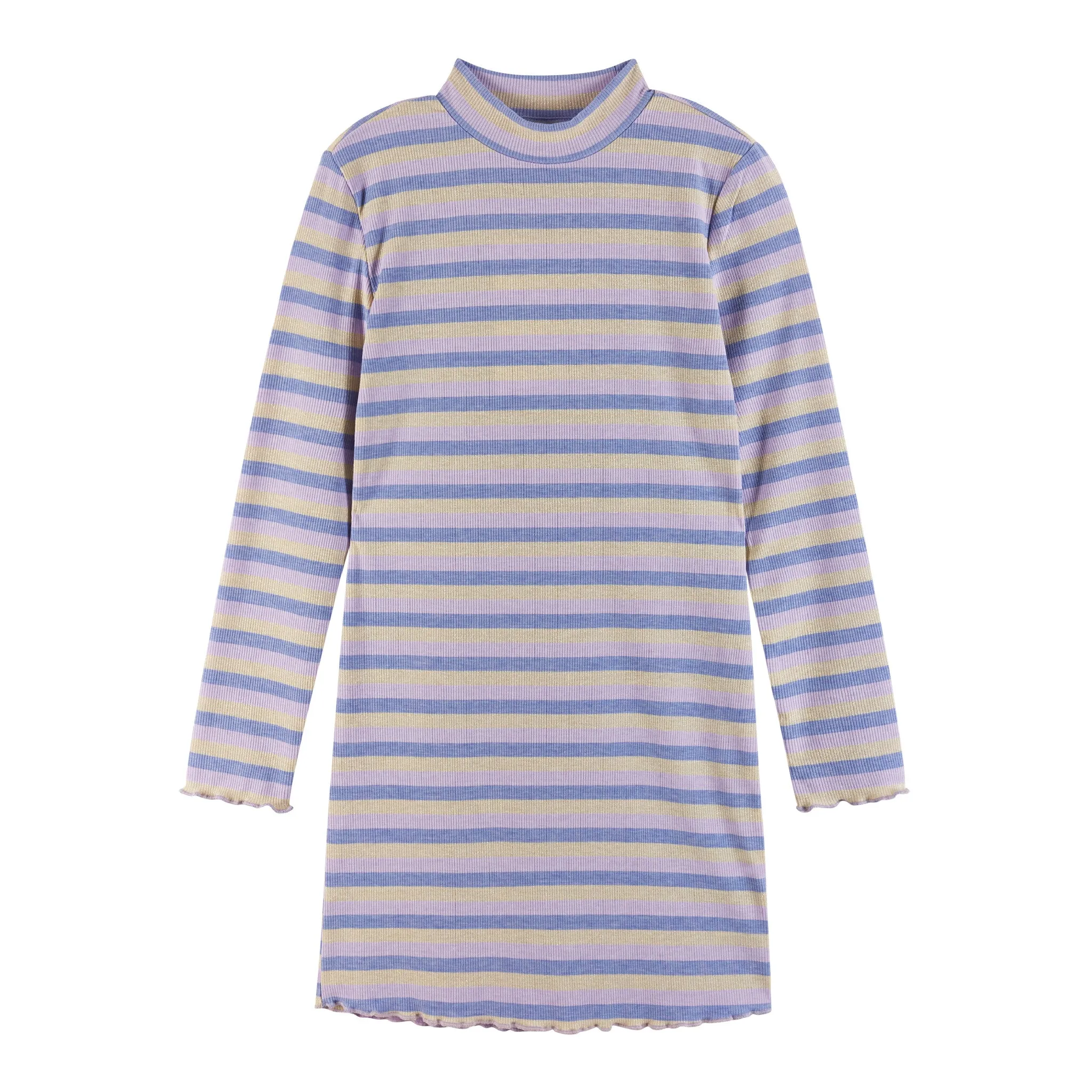 Kids (7-16) Knit Striped Mock Neck Dress | Mauve Purple