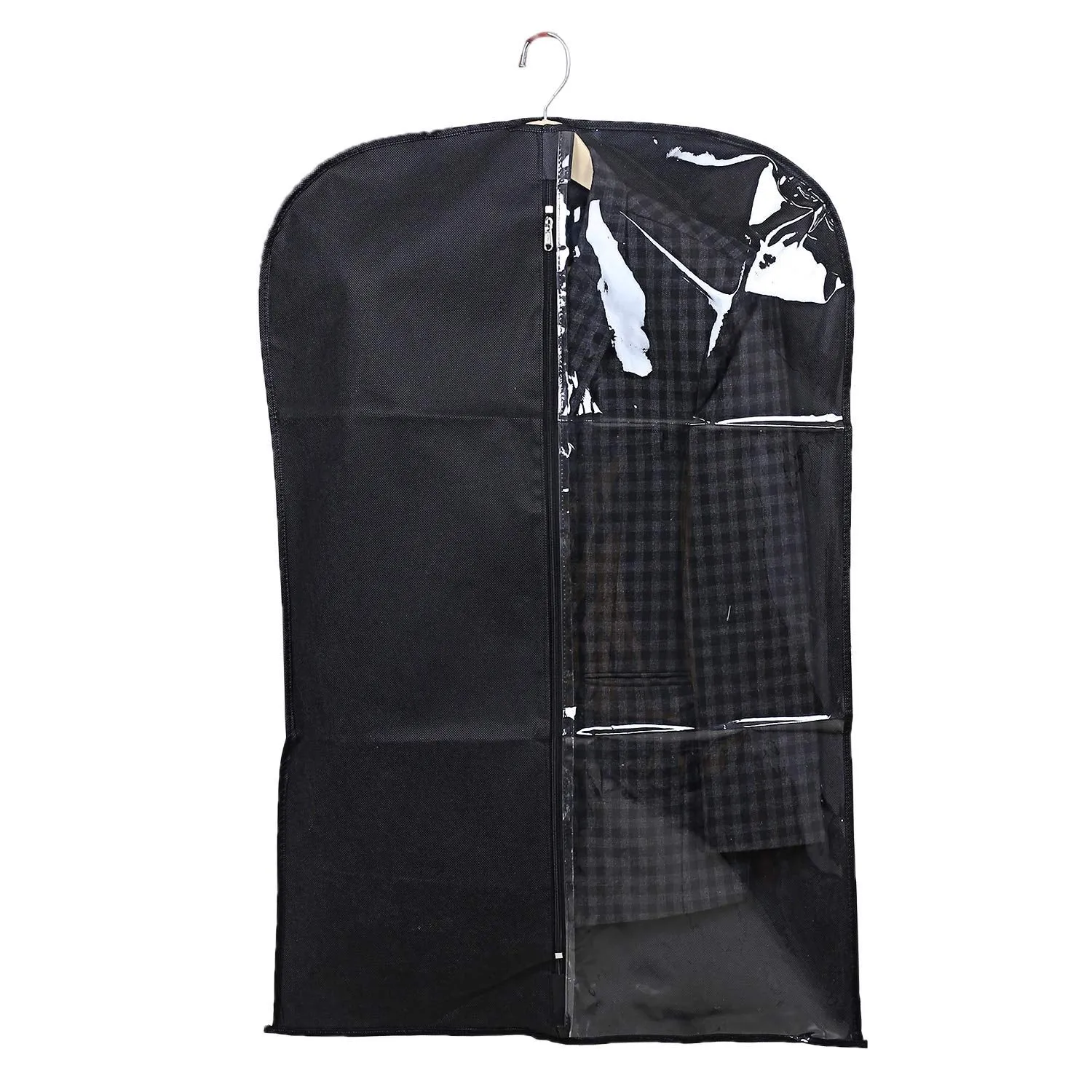 Kuber Industries 2 Pieces Half Transparent Non Woven Men's Coat Blazer Suit Cover (Black) -CTKTC41350