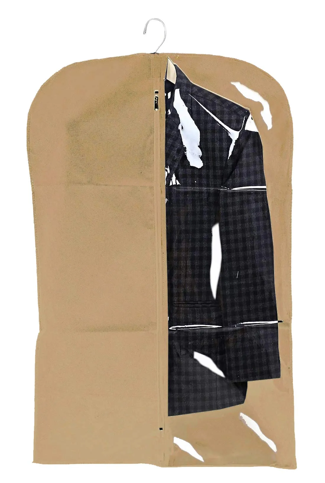 Kuber Industries Half Transparent 4 Pieces Non Woven Men's Coat Blazer Cover (Brown) - CTKTC030920