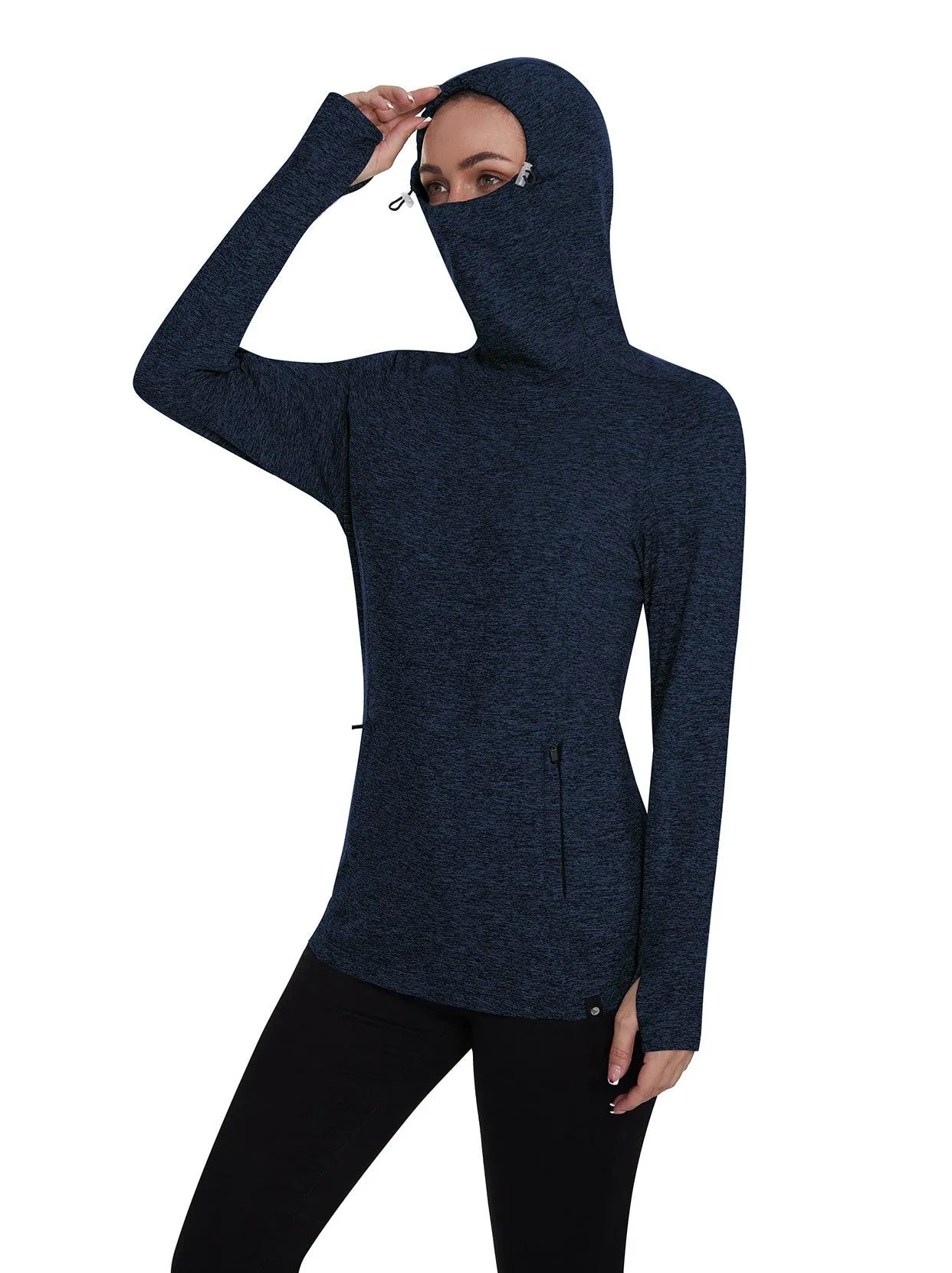 Ladies Hoodies Long-sleeve Thermal Top With Thumb Holes