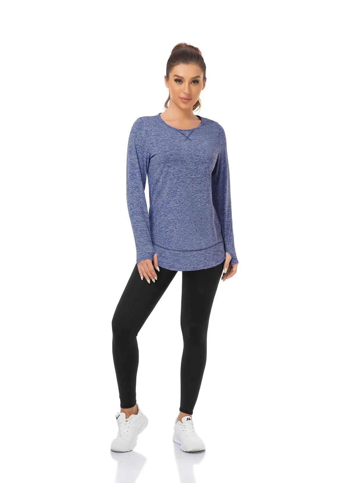 Ladies Pullover Long-sleeve Thermal Top with thumbholes