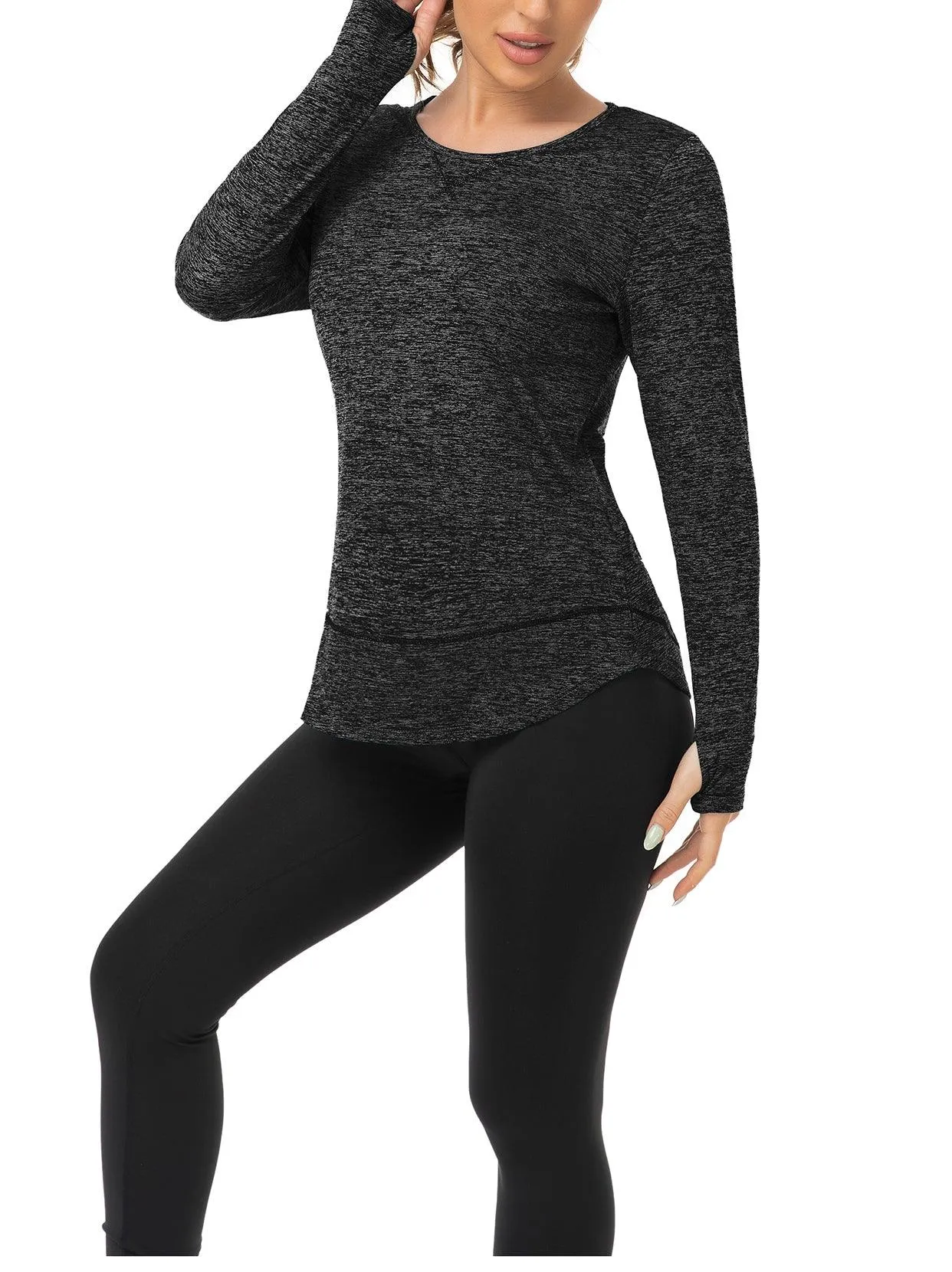 Ladies Pullover Long-sleeve Thermal Top with thumbholes