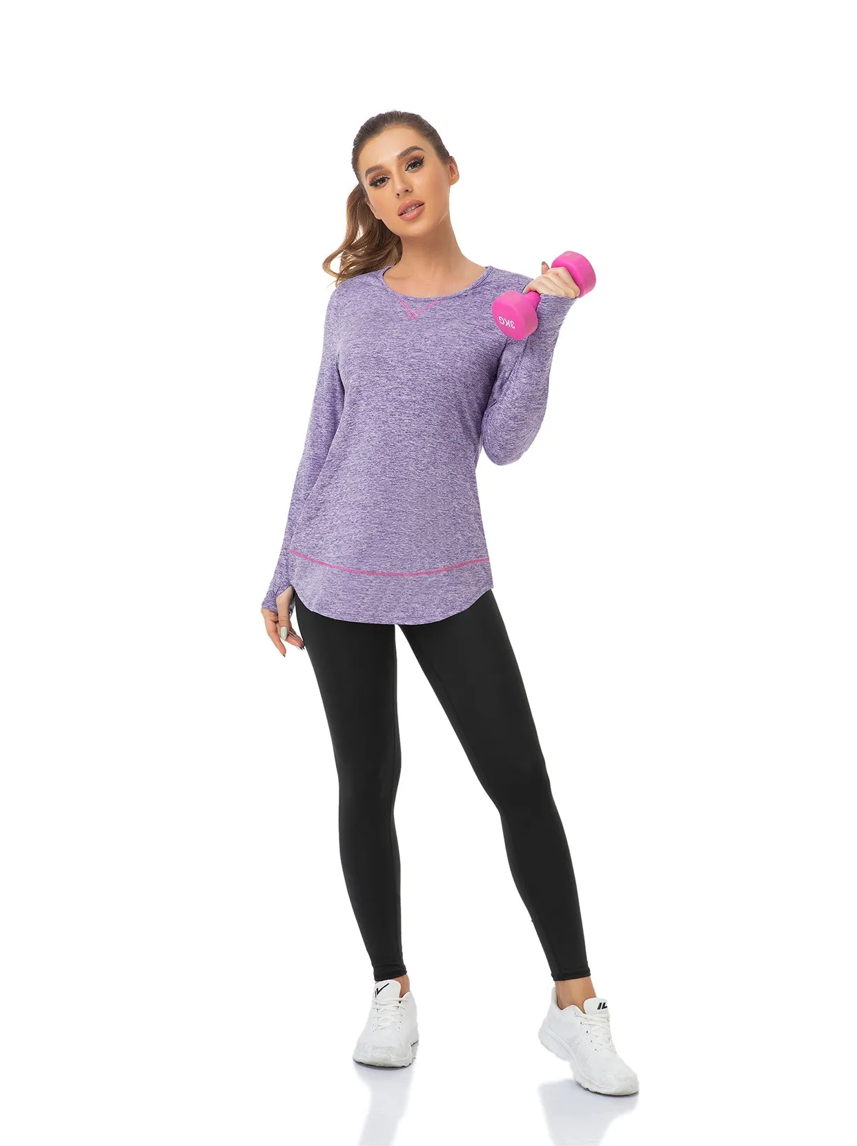 Ladies Pullover Long-sleeve Thermal Top with thumbholes