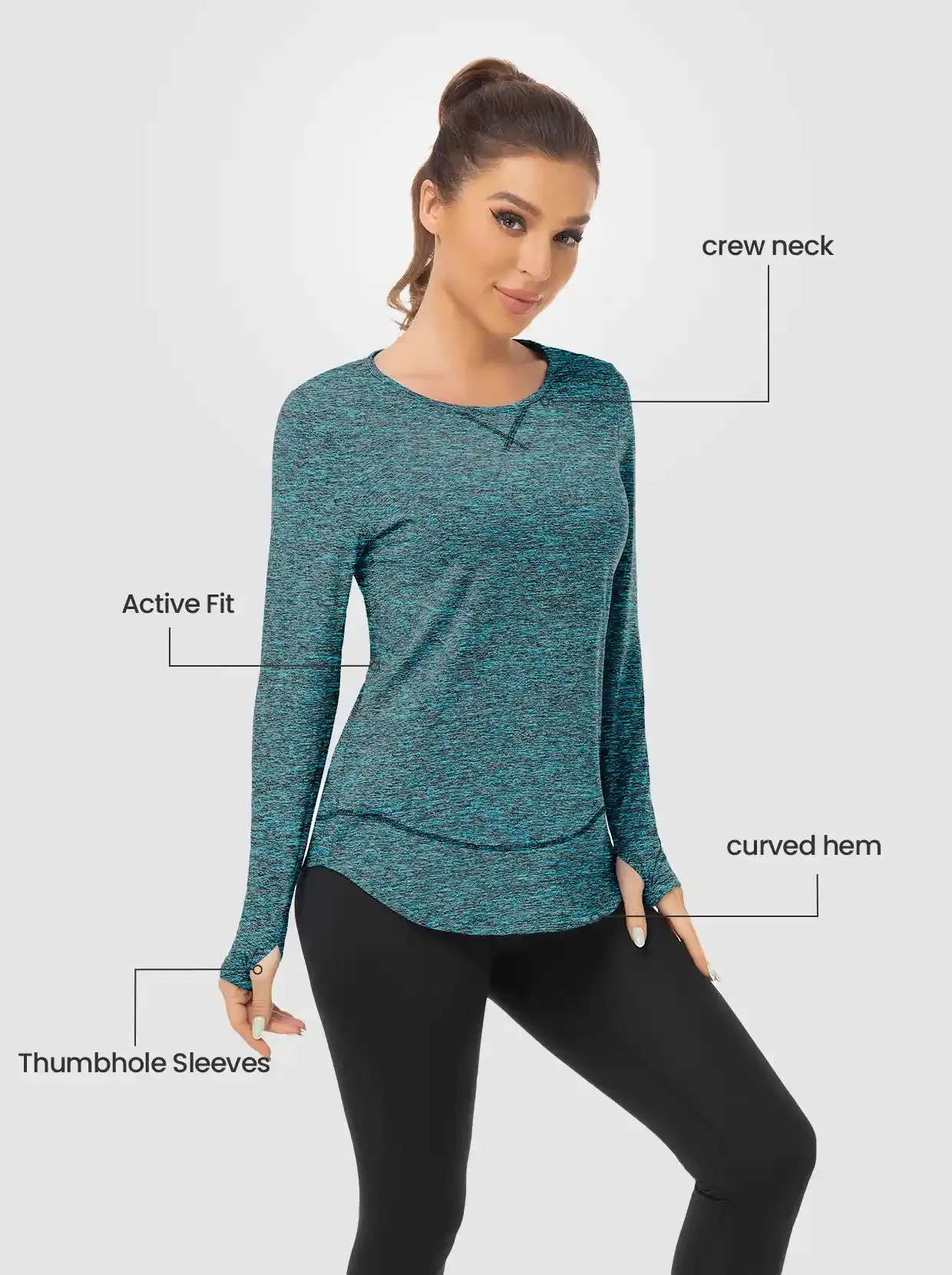 Ladies Pullover Long-sleeve Thermal Top with thumbholes