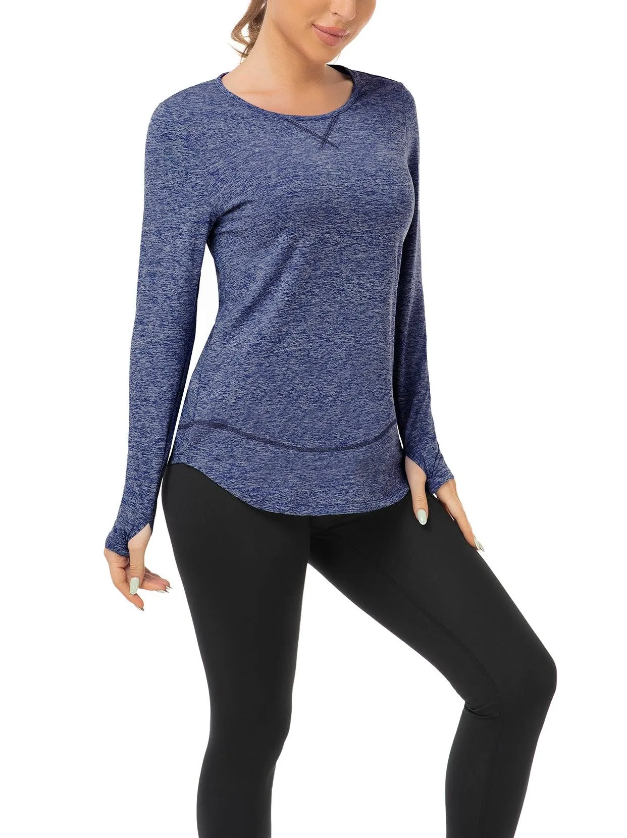 Ladies Pullover Long-sleeve Thermal Top with thumbholes