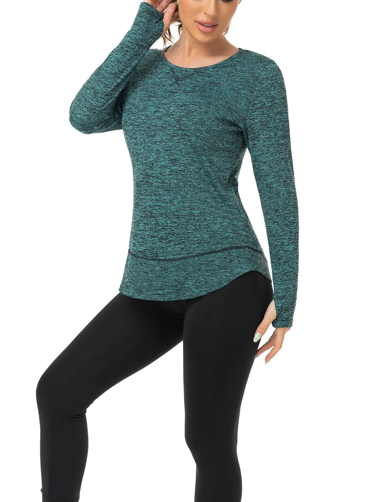 Ladies Pullover Long-sleeve Thermal Top with thumbholes