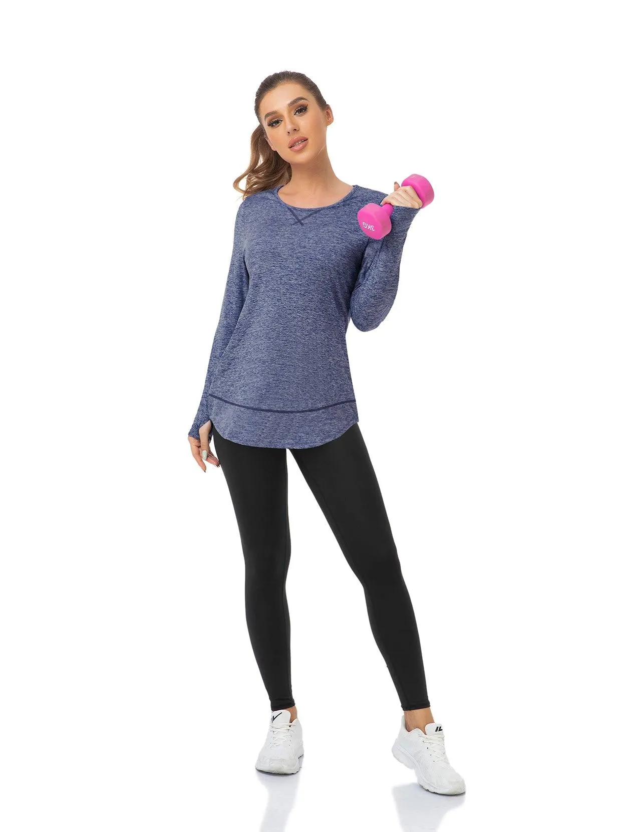 Ladies Pullover Long-sleeve Thermal Top with thumbholes