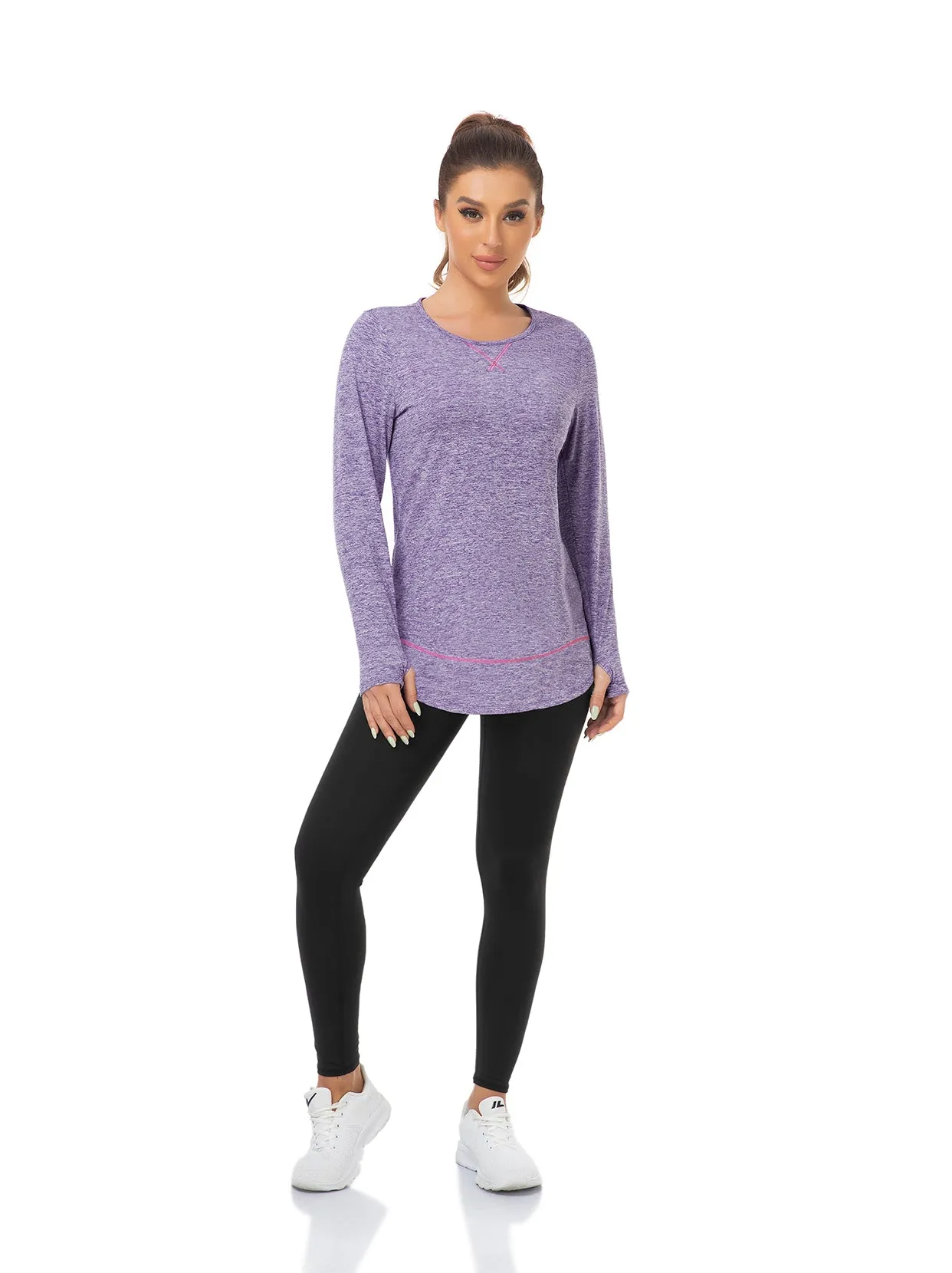 Ladies Pullover Long-sleeve Thermal Top with thumbholes