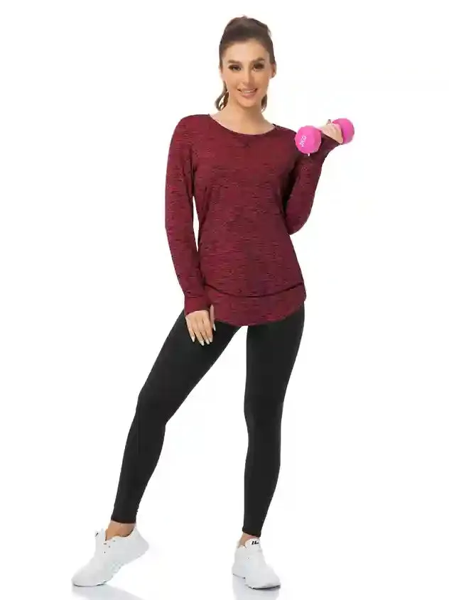 Ladies Pullover Long-sleeve Thermal Top with thumbholes