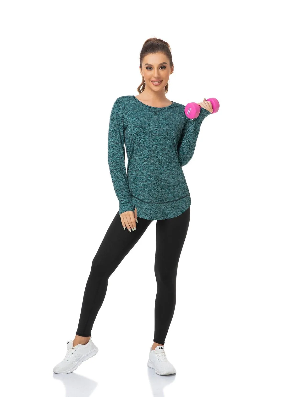 Ladies Pullover Long-sleeve Thermal Top with thumbholes