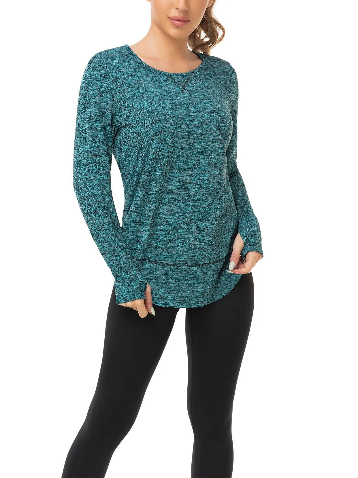 Ladies Pullover Long-sleeve Thermal Top with thumbholes