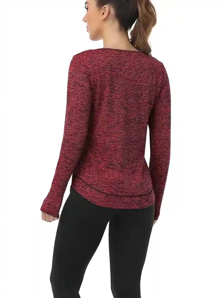 Ladies Pullover Long-sleeve Thermal Top with thumbholes