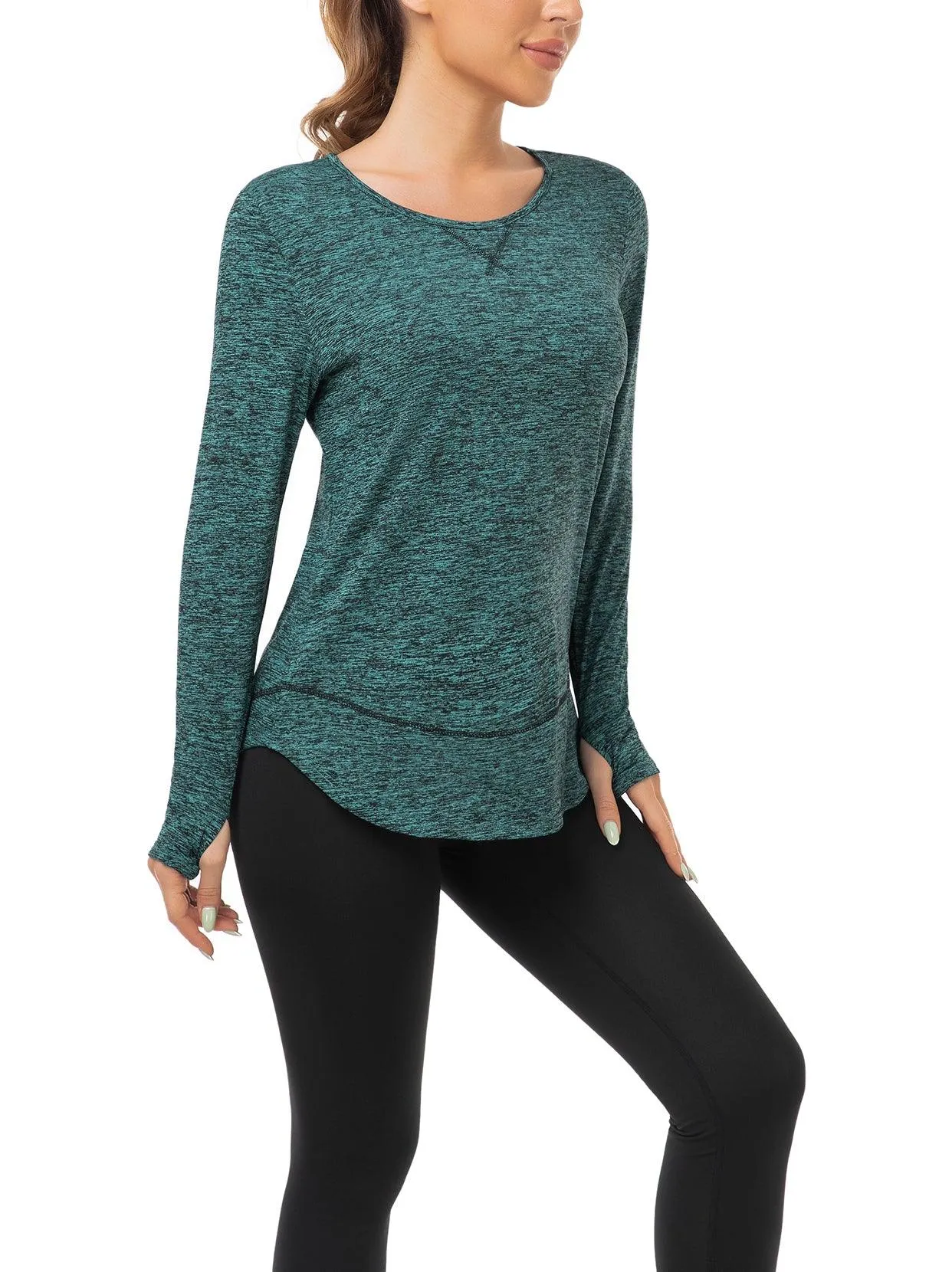 Ladies Pullover Long-sleeve Thermal Top with thumbholes