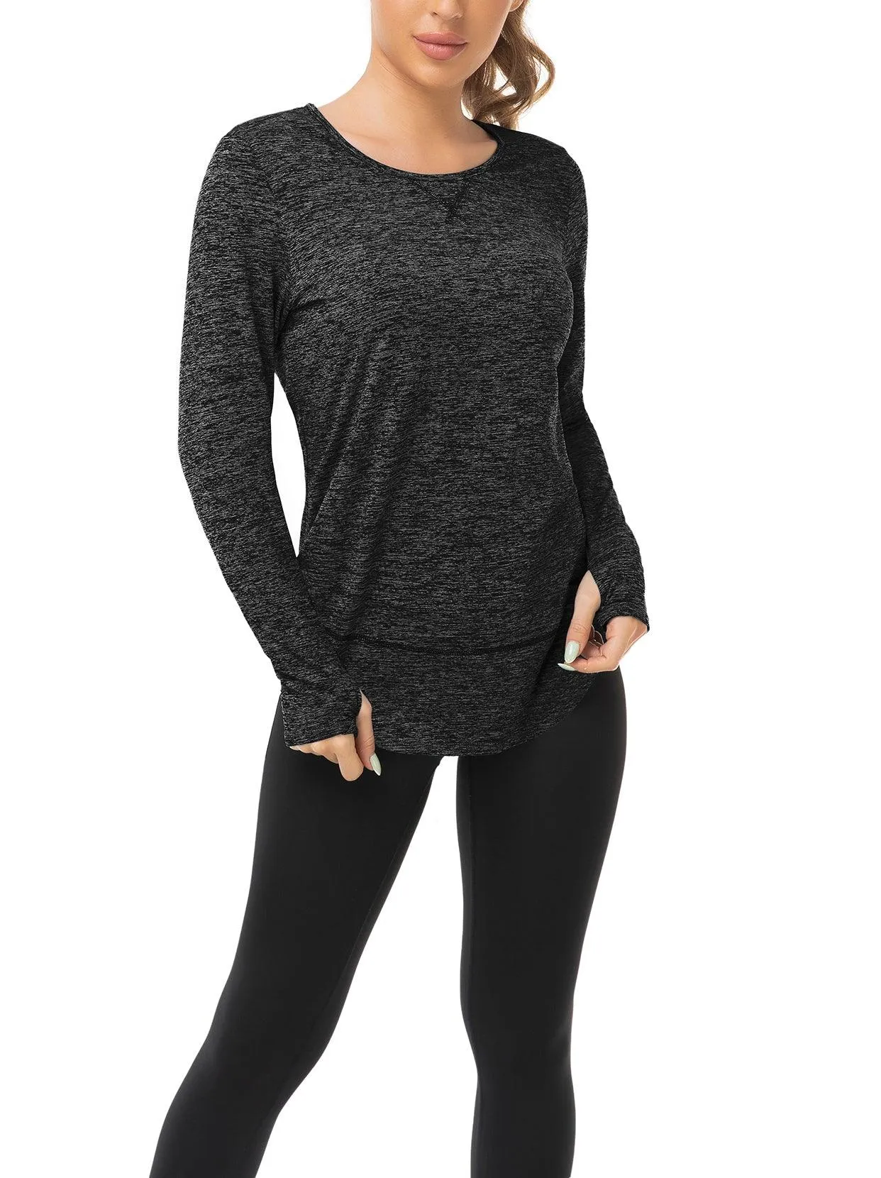 Ladies Pullover Long-sleeve Thermal Top with thumbholes