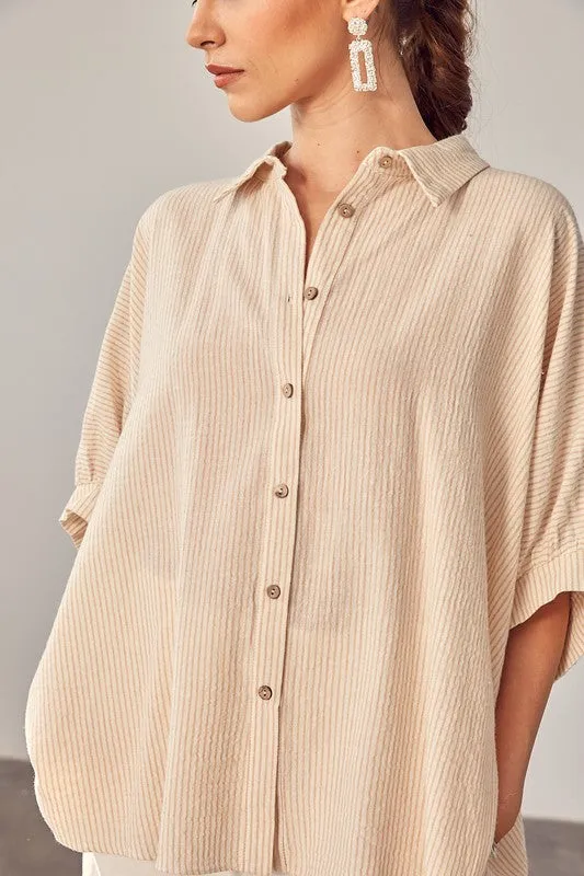 Loose fit button up shirt