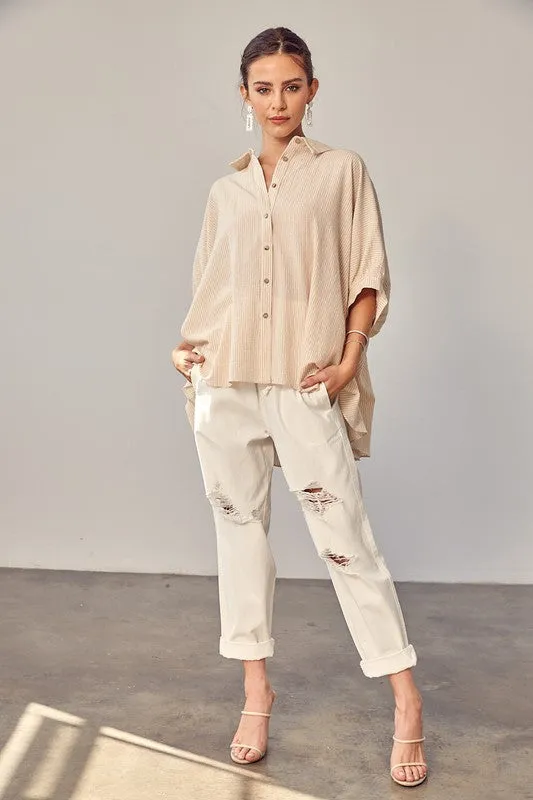 Loose fit button up shirt